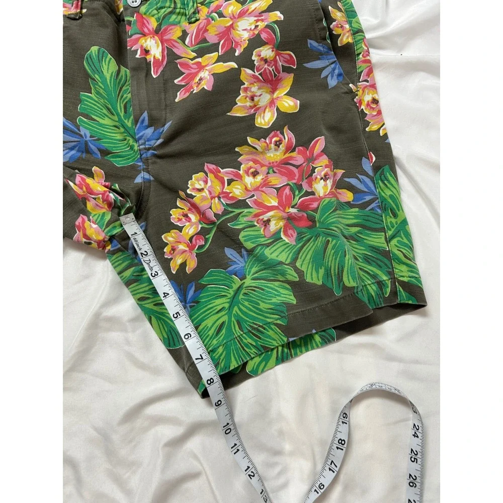 Polo Ralph Lauren Mens 36 Tropical Floral Shorts Straight Fit Green Pink Orchid